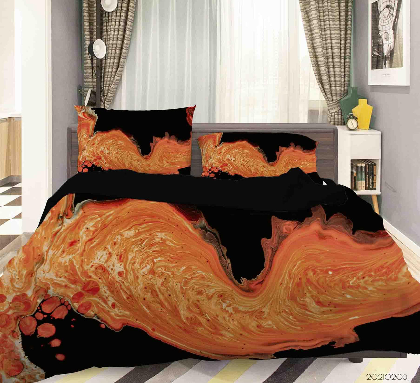 3D Abstract Orange Marble Texture Quilt Cover Set Bedding Set Duvet Cover Pillowcases 20
