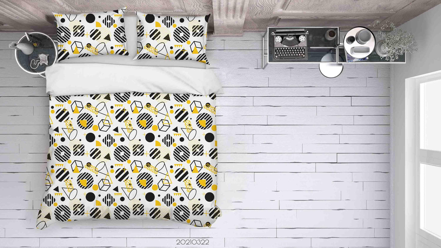3D Abstract Geometric Pattern Quilt Cover Set Bedding Set Duvet Cover Pillowcases 1 LQH