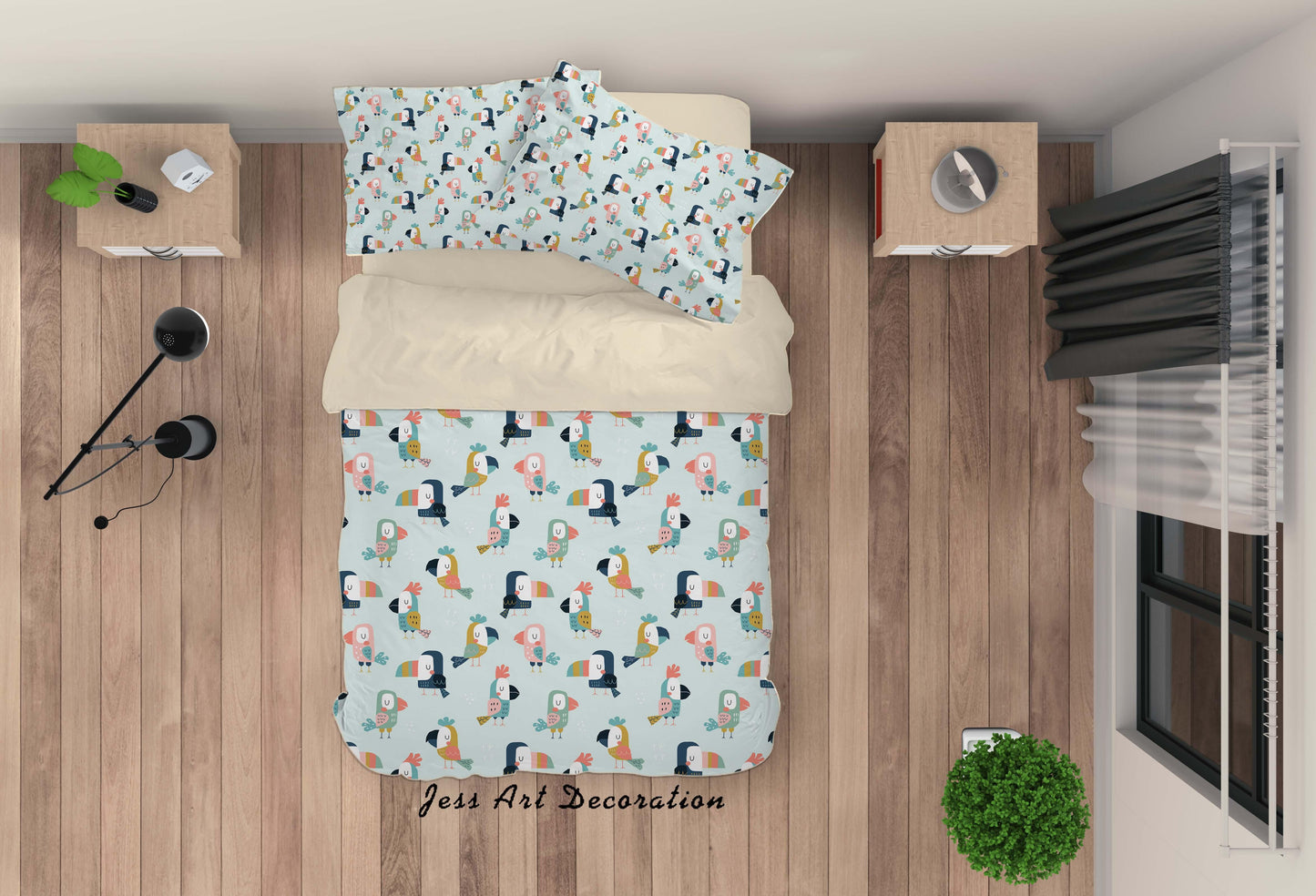 3D Cartoon Beaked Bird Quilt Cover Set Bedding Set Duvet Cover Pillowcases A305 LQH