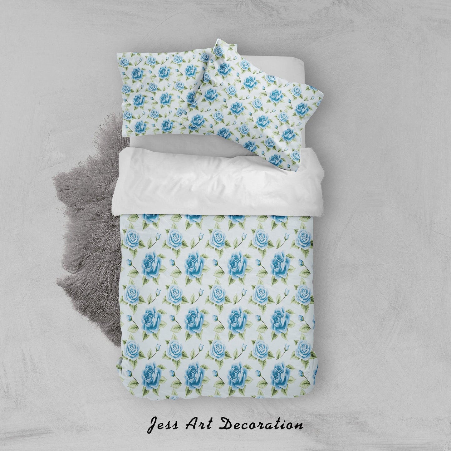 3D Blue Floral Quilt Cover Set Bedding Set Duvet Cover Pillowcases SF47