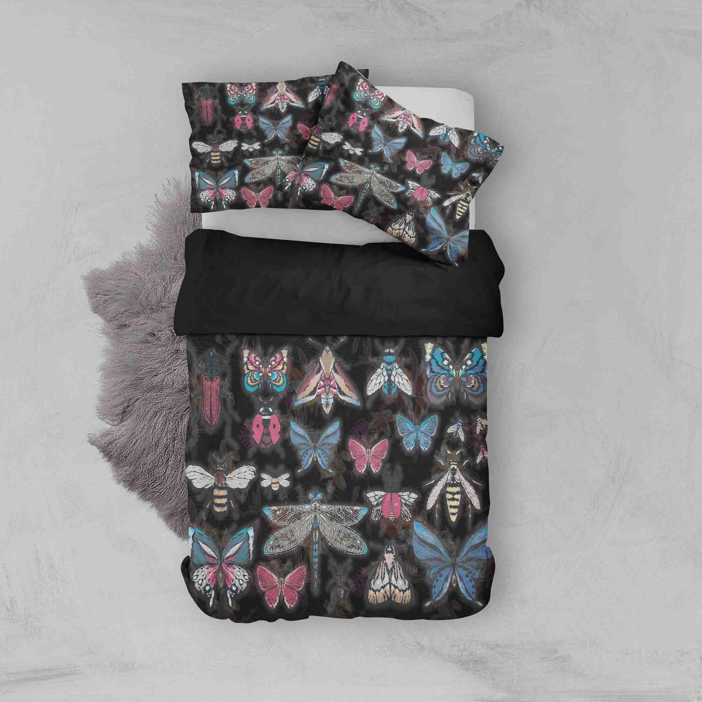 3D Black Butterfly Quilt Cover Set Bedding Set Duvet Cover Pillowcases SF007