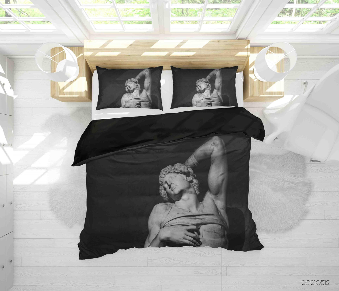 3D Art Sculpture Black Quilt Cover Set Bedding Set Duvet Cover Pillowcases 244