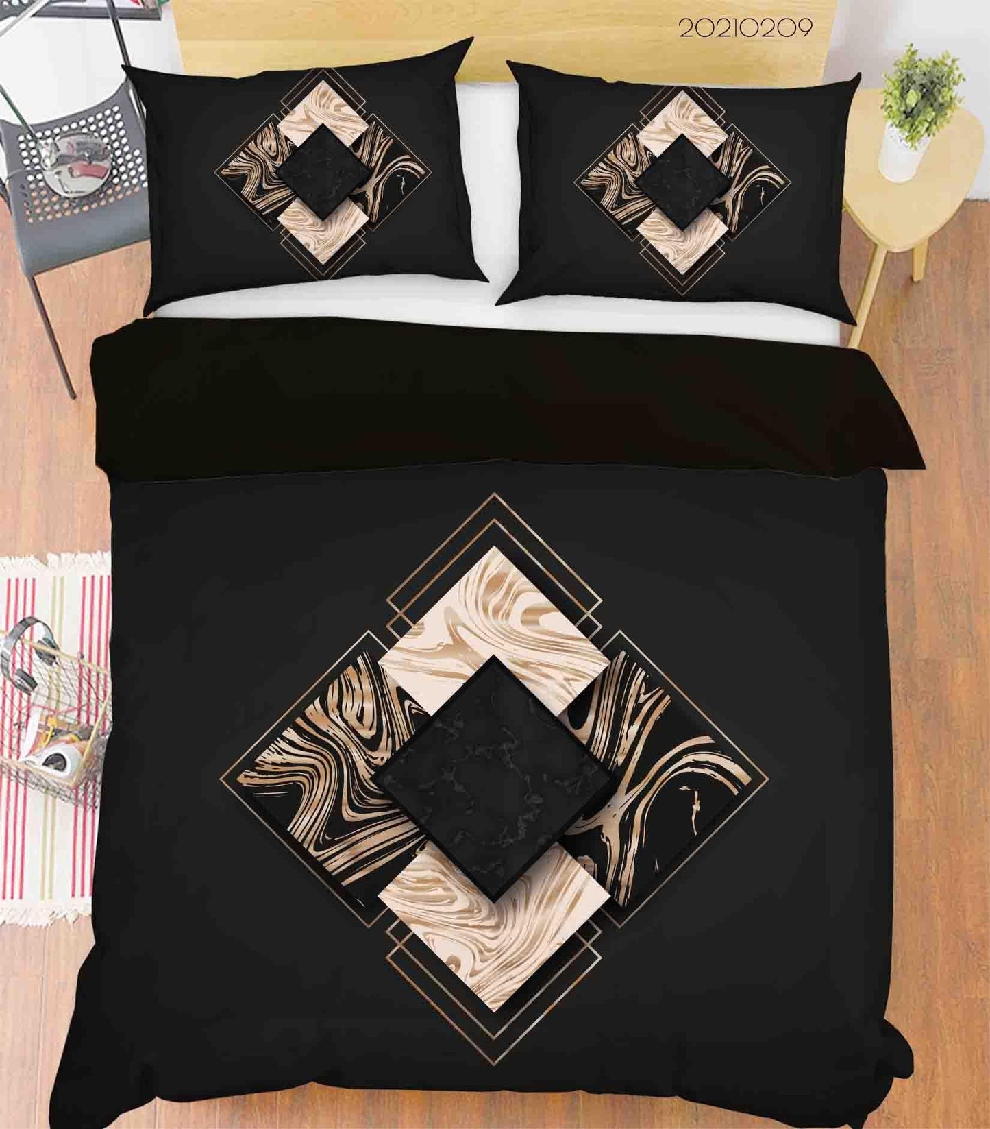 3D Abstract Black Marble Pattern Quilt Cover Set Bedding Set Duvet Cover Pillowcases 285