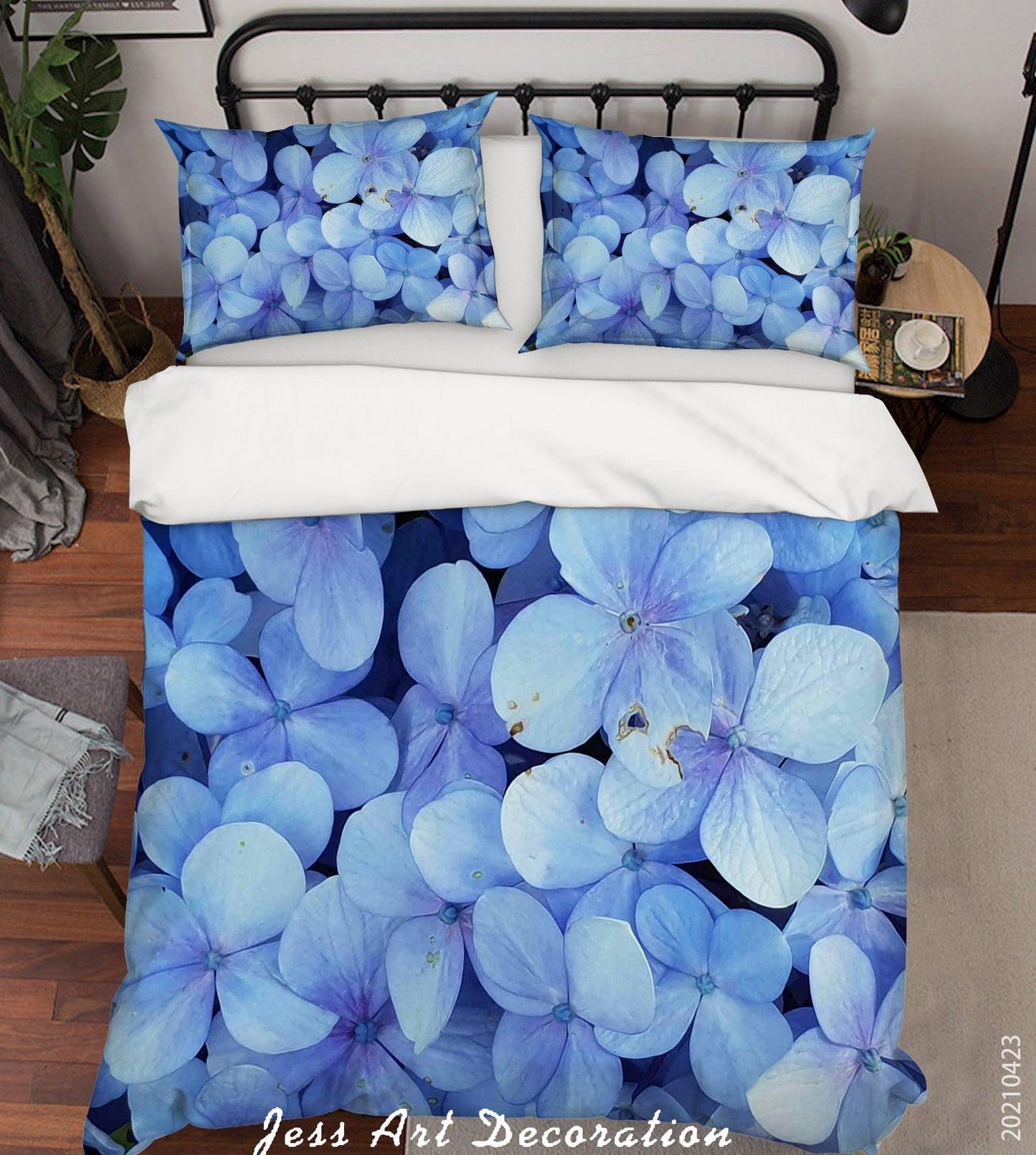 3D Blue Floral Quilt Cover Set Bedding Set Duvet Cover Pillowcases 100