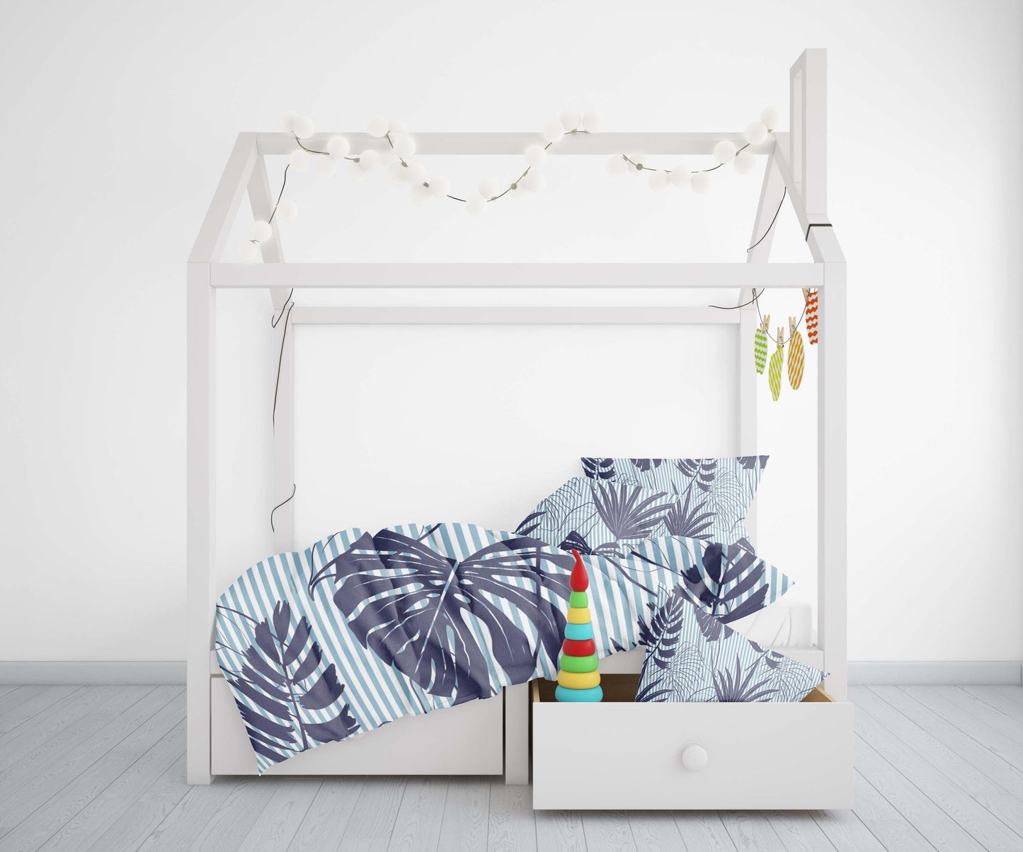 3D Blue Palm Leaves Quilt Cover Set Bedding Set Pillowcases 20