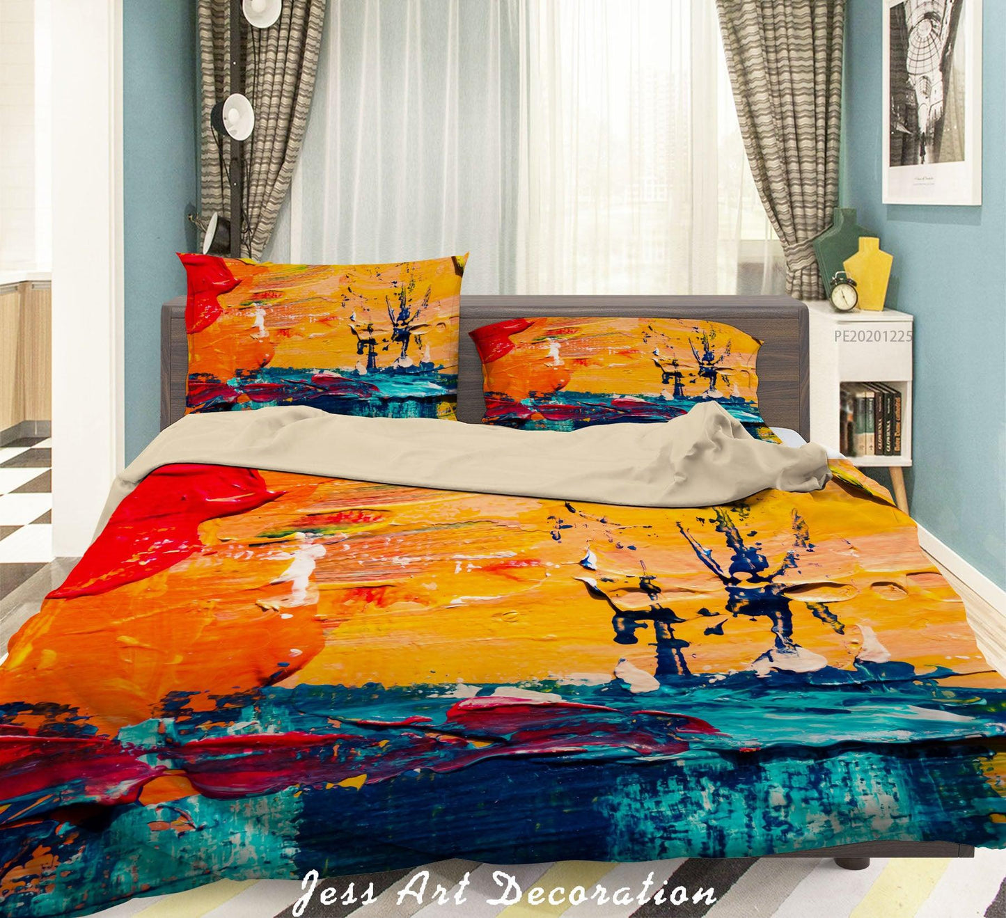 3D Abstract Orange Graffiti Quilt Cover Set Bedding Set Duvet Cover Pillowcases 46