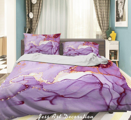 3D Abstract Purple Soft Quilt Cover Set Bedding Set Duvet Cover Pillowcases LXL