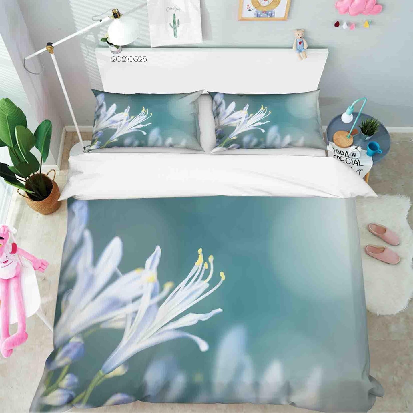 3D Blue Orchid Flower Quilt Cover Set Bedding Set Duvet Cover Pillowcases 224