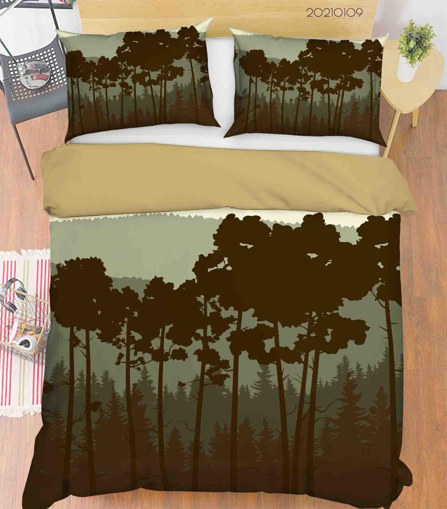 3D Cartoon Green Forest Quilt Cover Set Bedding Set Duvet Cover Pillowcases 39 LQH
