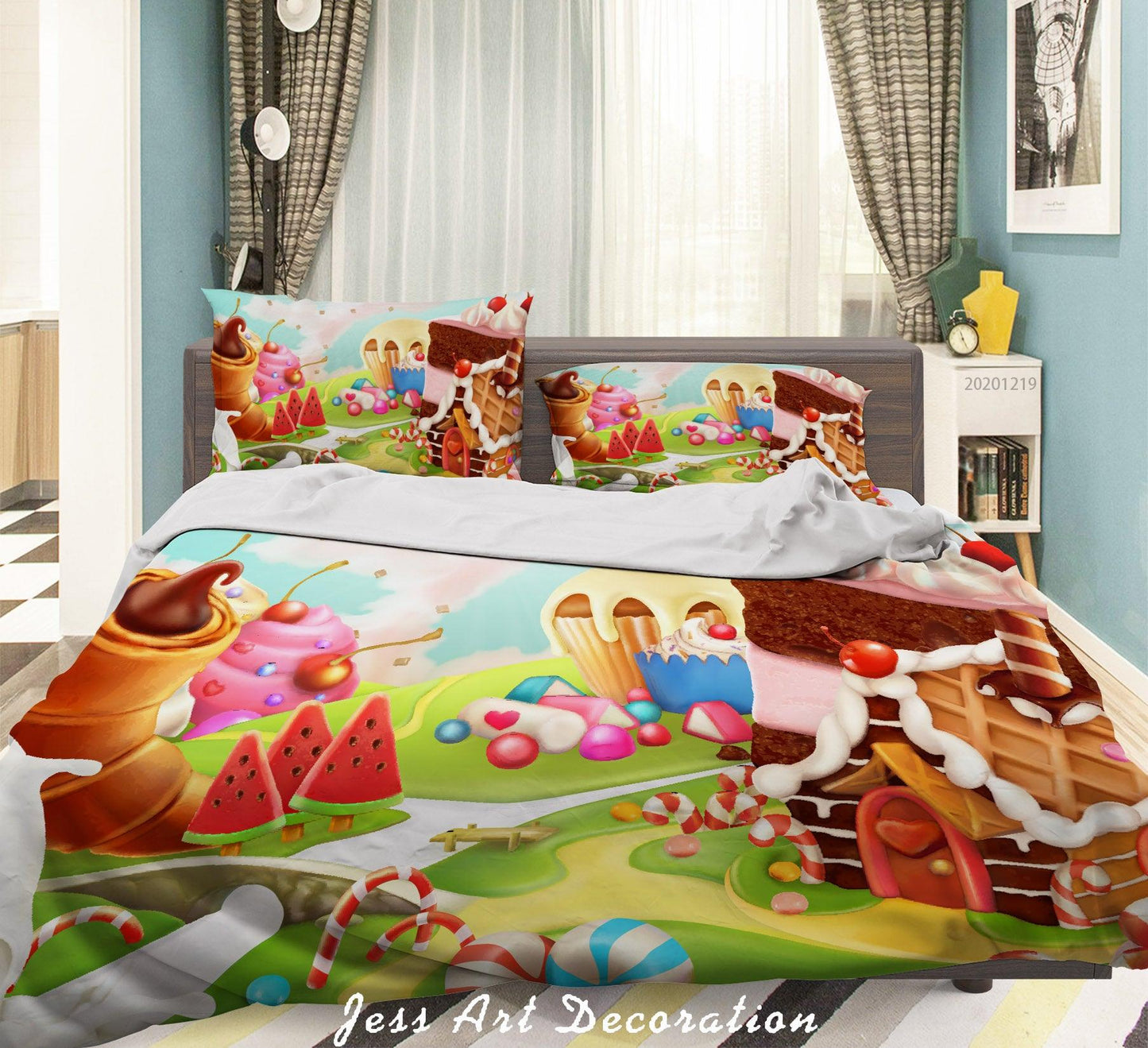 3D Cartoon Dessert Illustration Quilt Cover Set Bedding Set Duvet Cover Pillowcases 12