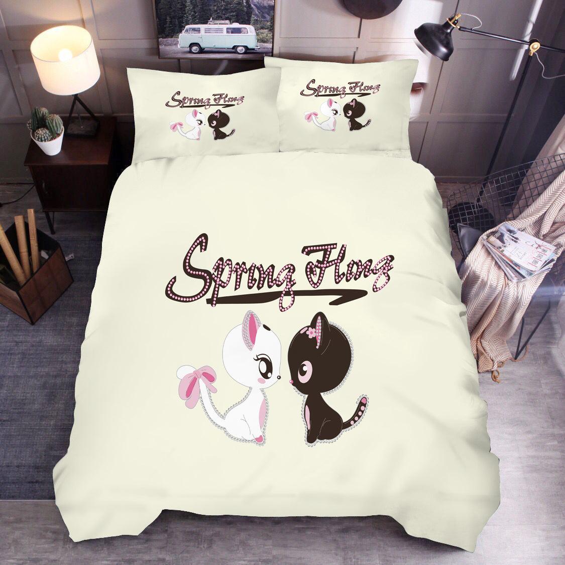 3D Cartoon Cat Kitty Quilt Cover Set Bedding Set Duvet Cover Pillowcases SF37