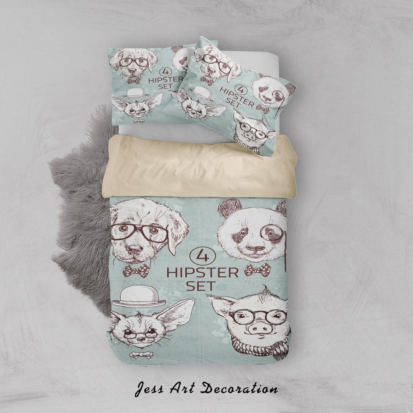 3D Cartoon Animal Panda Dog Quilt Cover Set Bedding Set Duvet Cover Pillowcases A025 LQH