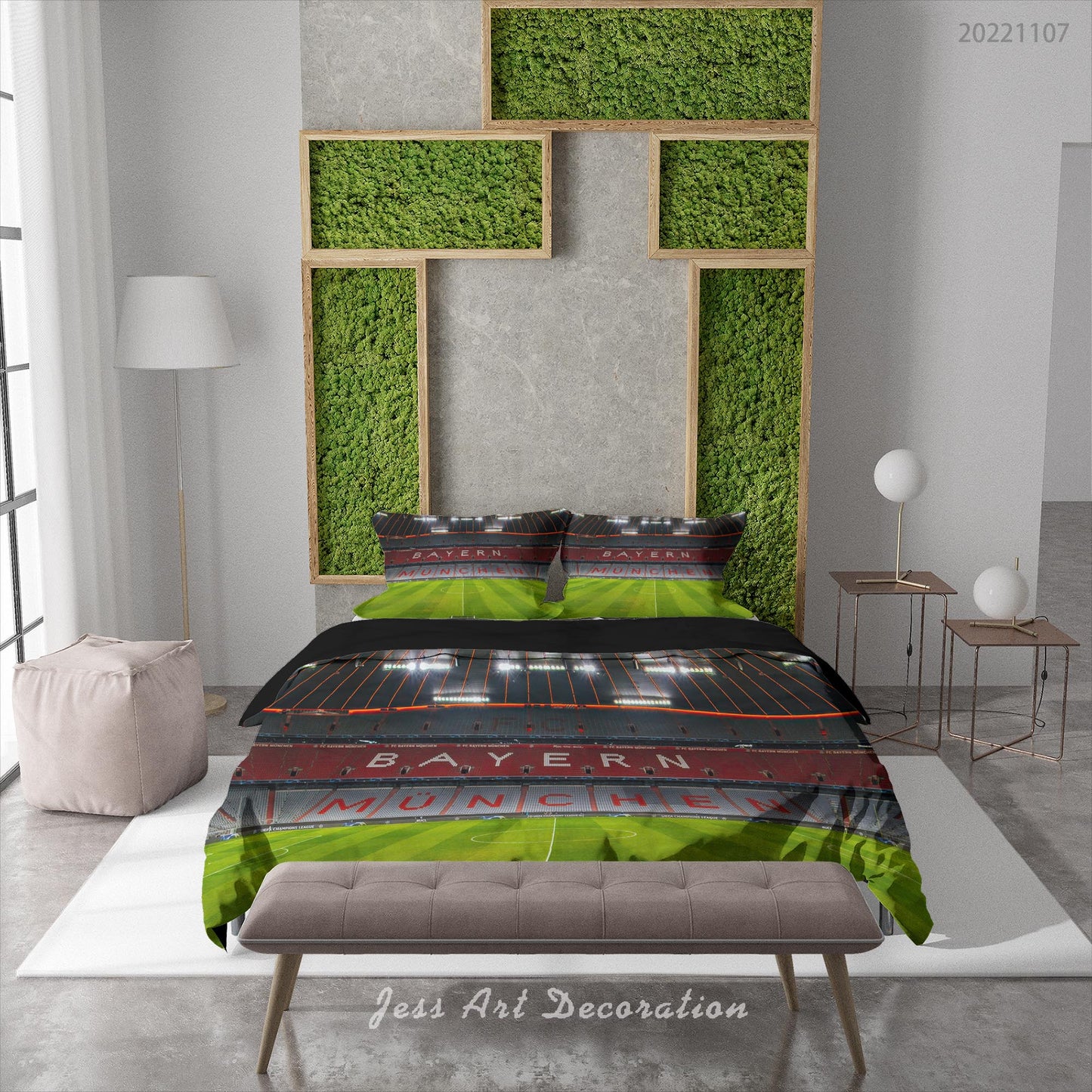 3D Bayern Munich Football Field Lamplight Quilt Cover Set Bedding Set Duvet Cover Pillowcase 726