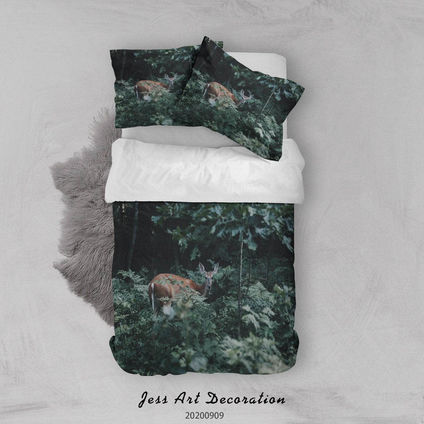 3D Animal Deer Forest Quilt Cover Set Bedding Set Duvet Cover Pillowcases WJ 6016