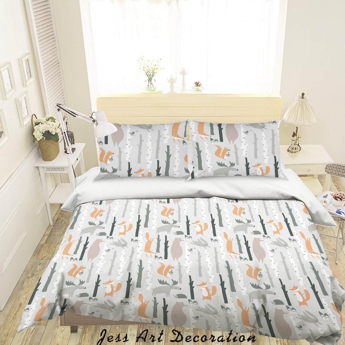 3D Cartoon Animal Squirrel Pattern Quilt Cover Set Bedding Set Duvet Cover Pillowcases WJ 6430