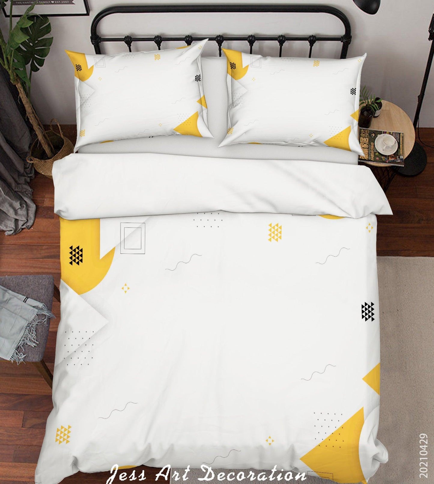 3D Abstract Golden Geometry Quilt Cover Set Bedding Set Duvet Cover Pillowcases 223