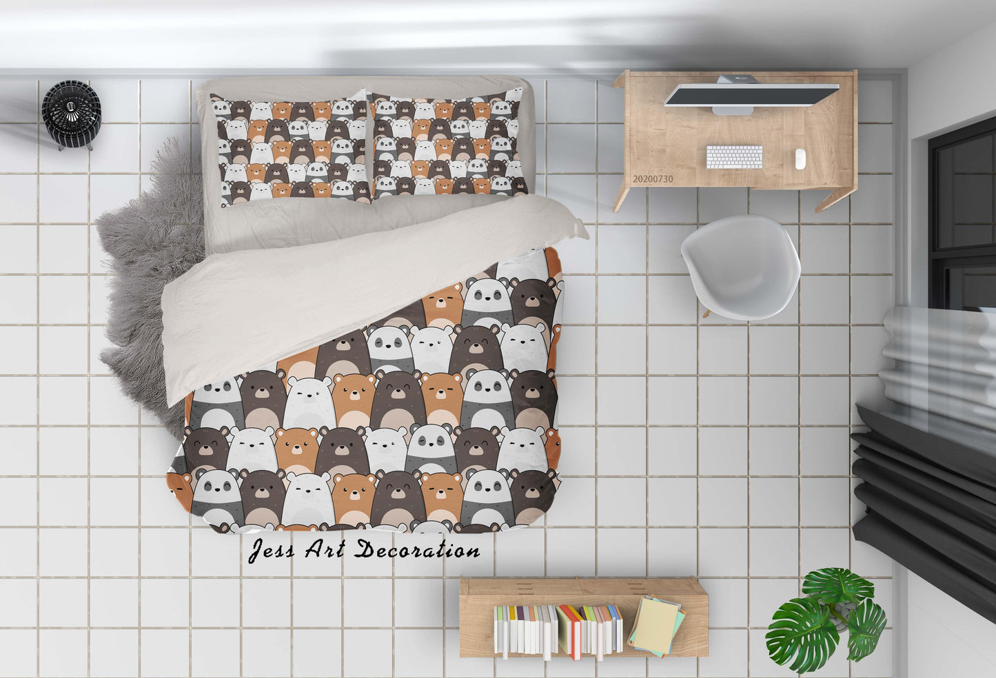 3D Cartoon Bear Panda Quilt Cover Set Bedding Set Duvet Cover Pillowcases LXL 45