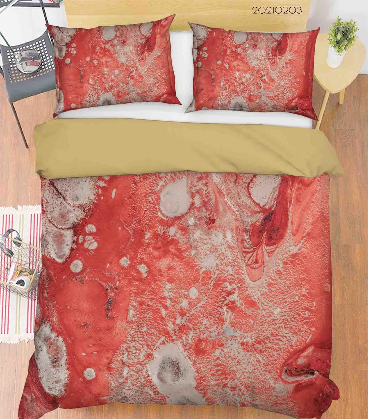 3D Abstract Red Marble Texture Quilt Cover Set Bedding Set Duvet Cover Pillowcases 27