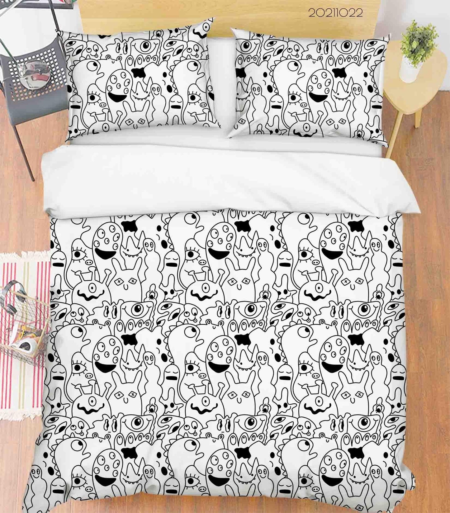3D Abstract Ghost Graffiti Quilt Cover Set Bedding Set Duvet Cover Pillowcases 89
