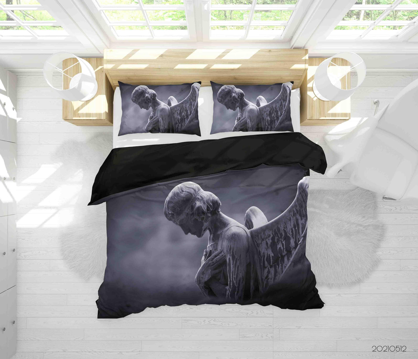 3D Art Angel Sculpture Quilt Cover Set Bedding Set Duvet Cover Pillowcases 206