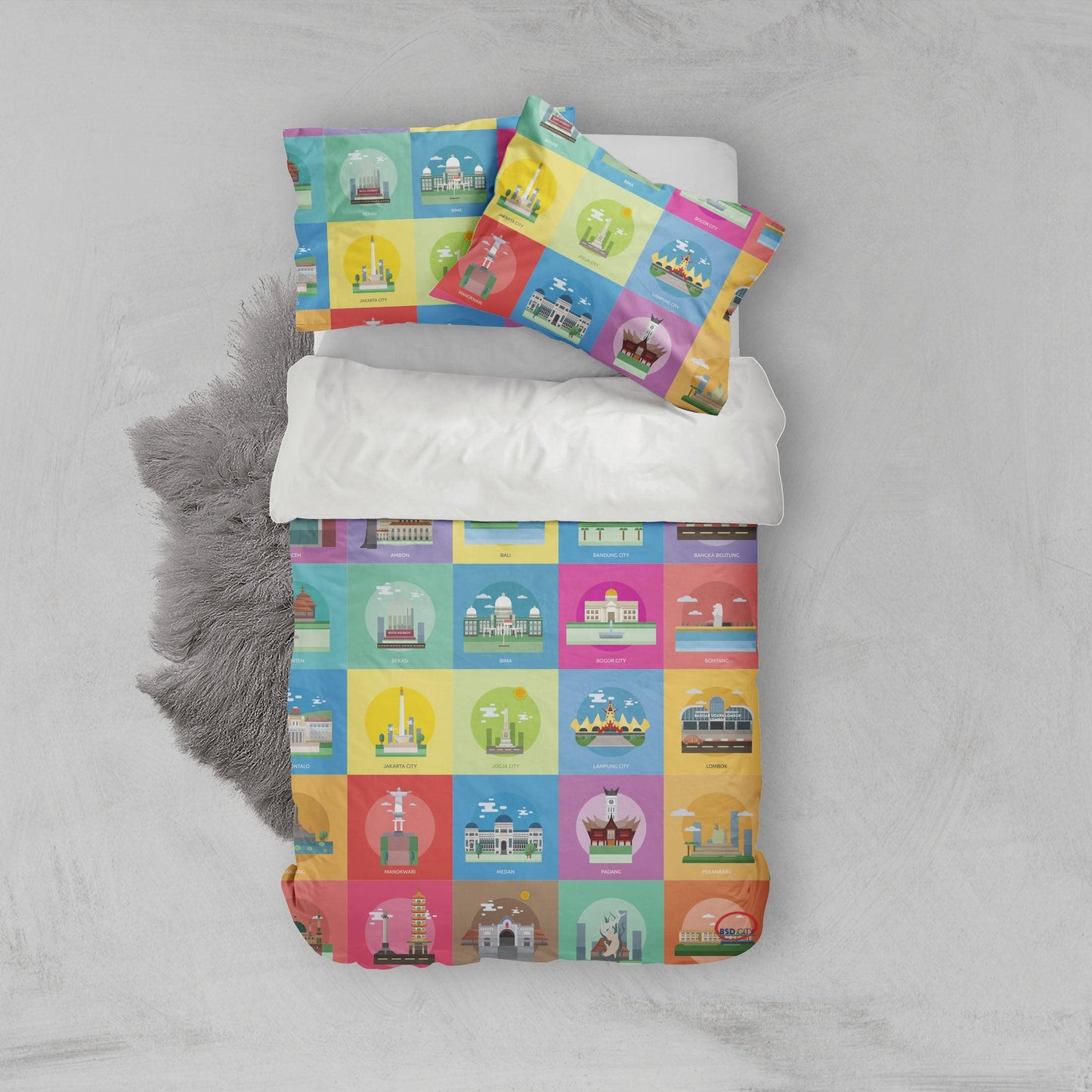 3D Building Quilt Cover Set Bedding Set Pillowcases 62