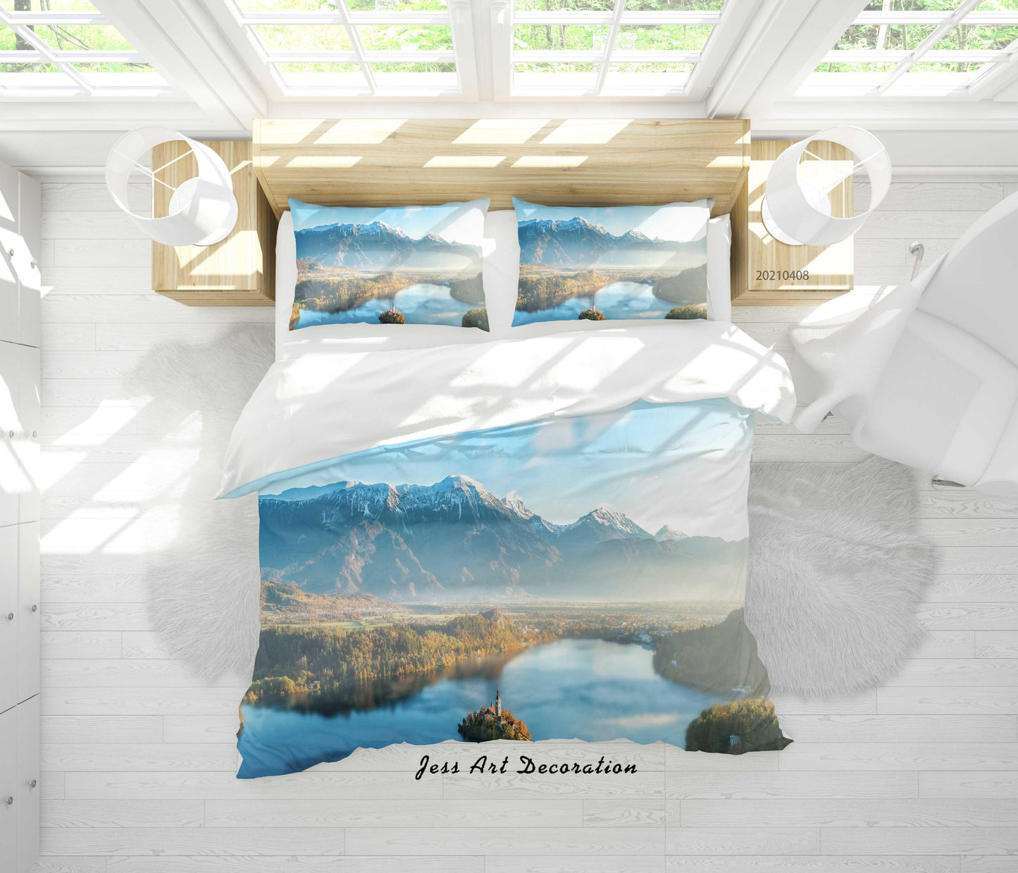 3D Blue Sky Lake Landscape Quilt Cover Set Bedding Set Duvet Cover Pillowcases 253