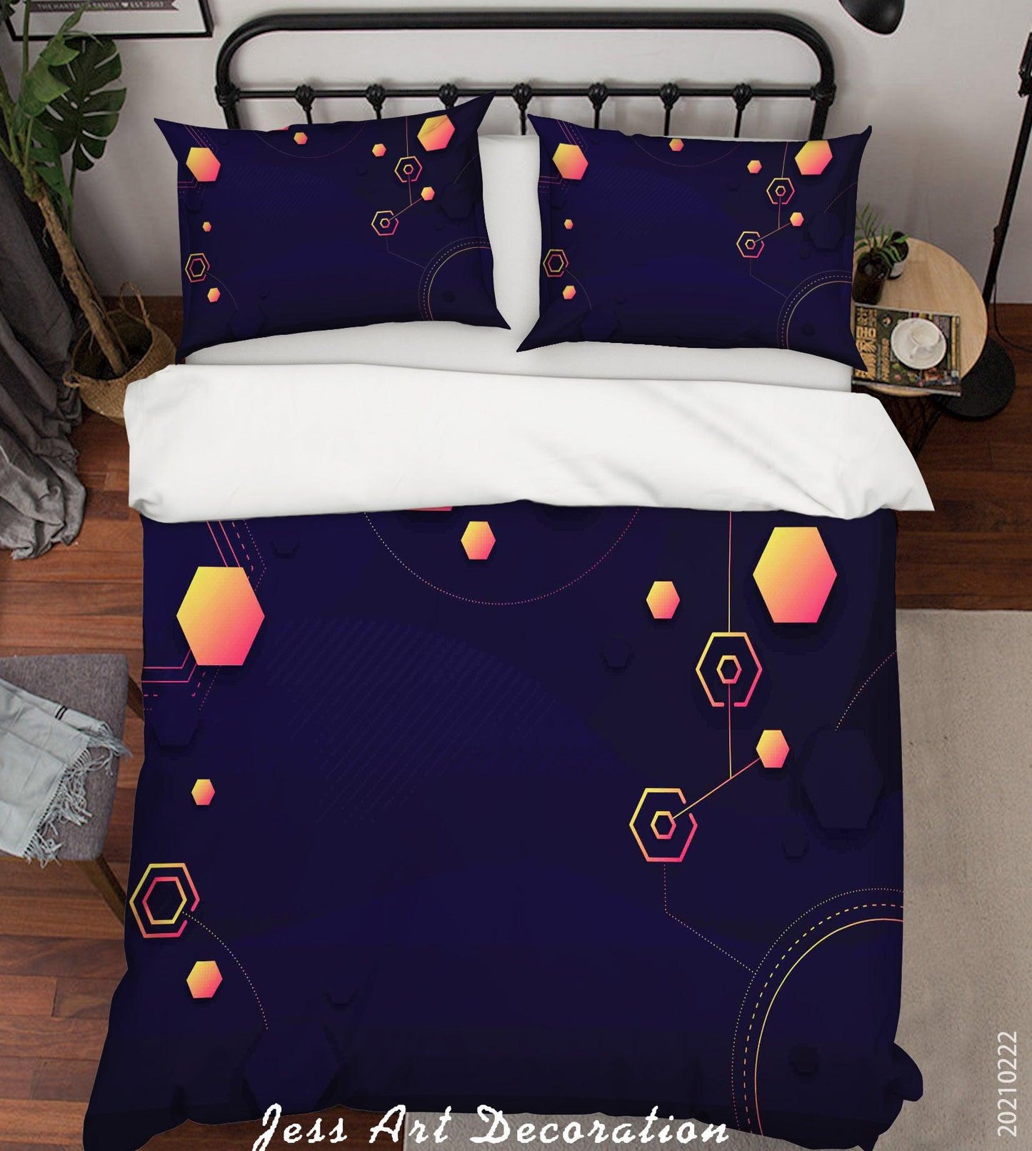 3D Abstract Geometry Hexagon Quilt Cover Set Bedding Set Duvet Cover Pillowcases 145