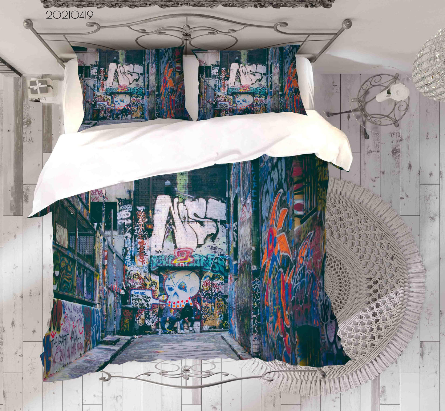 3D Abstract Colored Street Graffiti Quilt Cover Set Bedding Set Duvet Cover Pillowcases 130