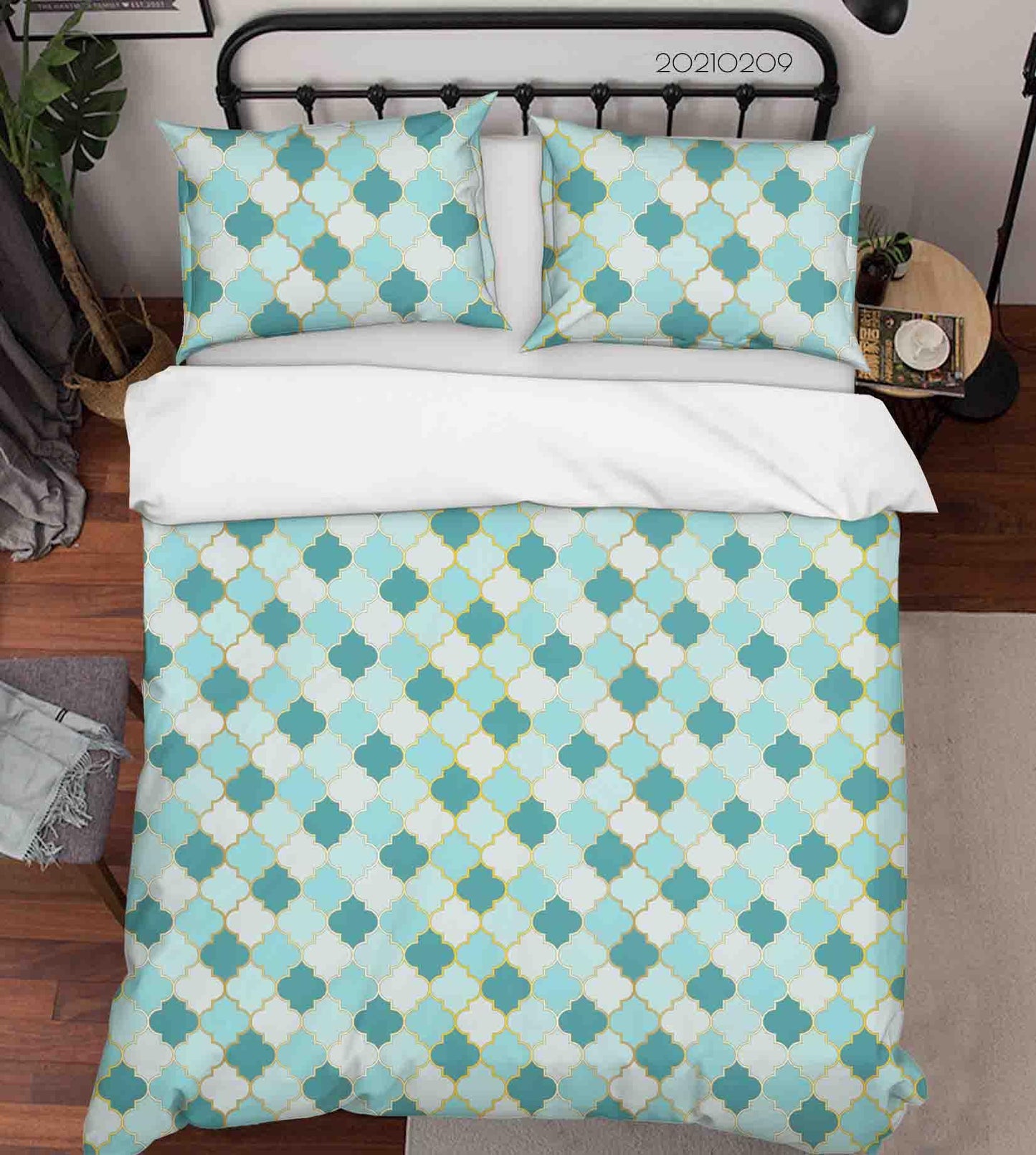 3D Abstract Green Geometric Pattern Quilt Cover Set Bedding Set Duvet Cover Pillowcases 314