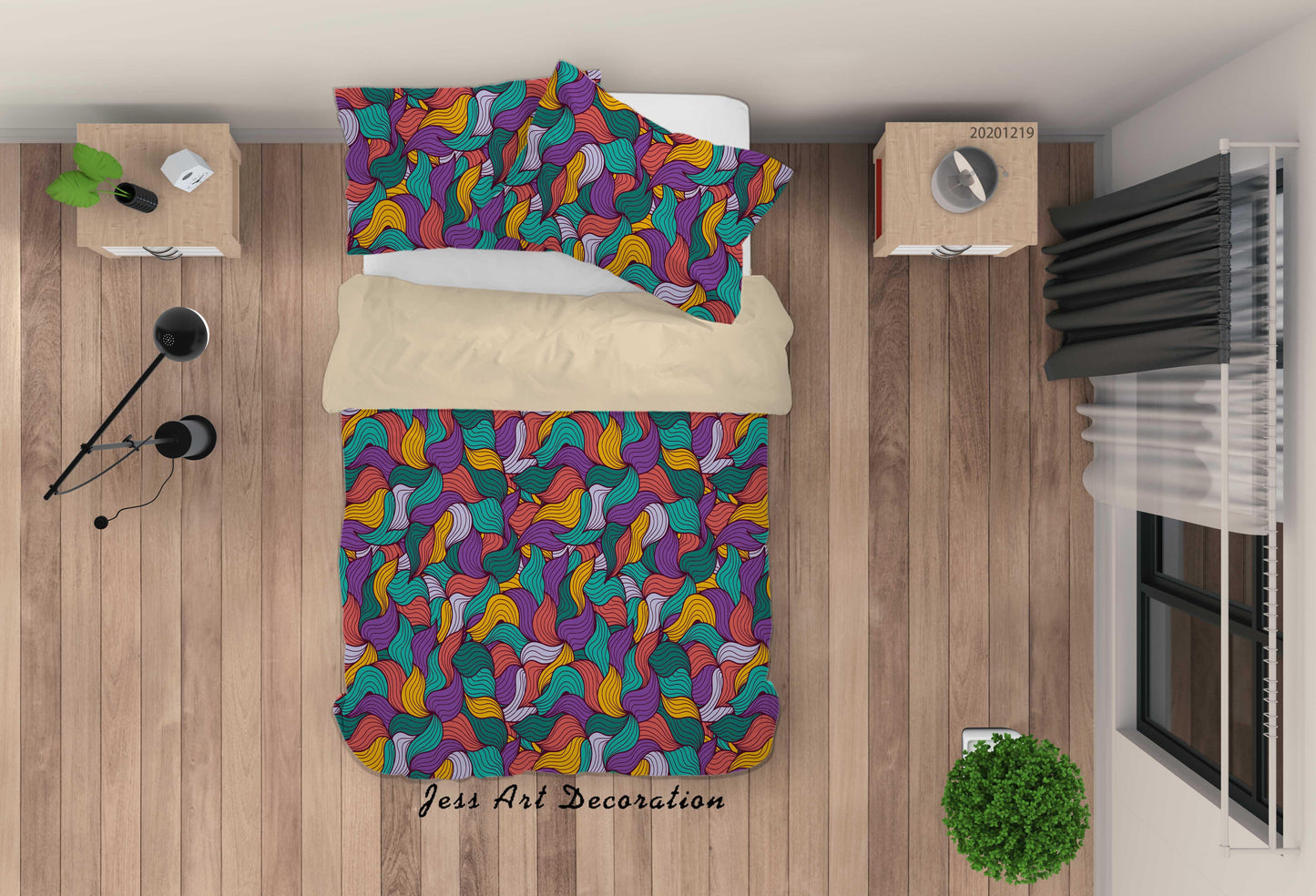 3D Abstract Color Leaf Pattern Quilt Cover Set Bedding Set Duvet Cover Pillowcases 97