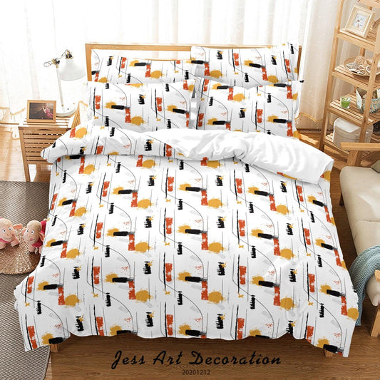 3D Abstract Brush Stroke Pattern Quilt Cover Set Bedding Set Duvet Cover Pillowcases LXL