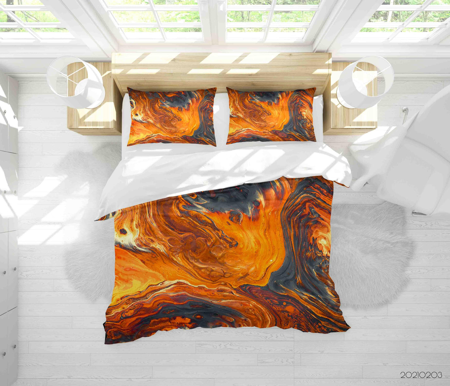 3D Abstract Orange Marble Texture Quilt Cover Set Bedding Set Duvet Cover Pillowcases 101