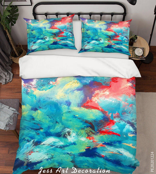 3D Abstract Color Oil Painting Quilt Cover Set Bedding Set Duvet Cover Pillowcases 124 LQH