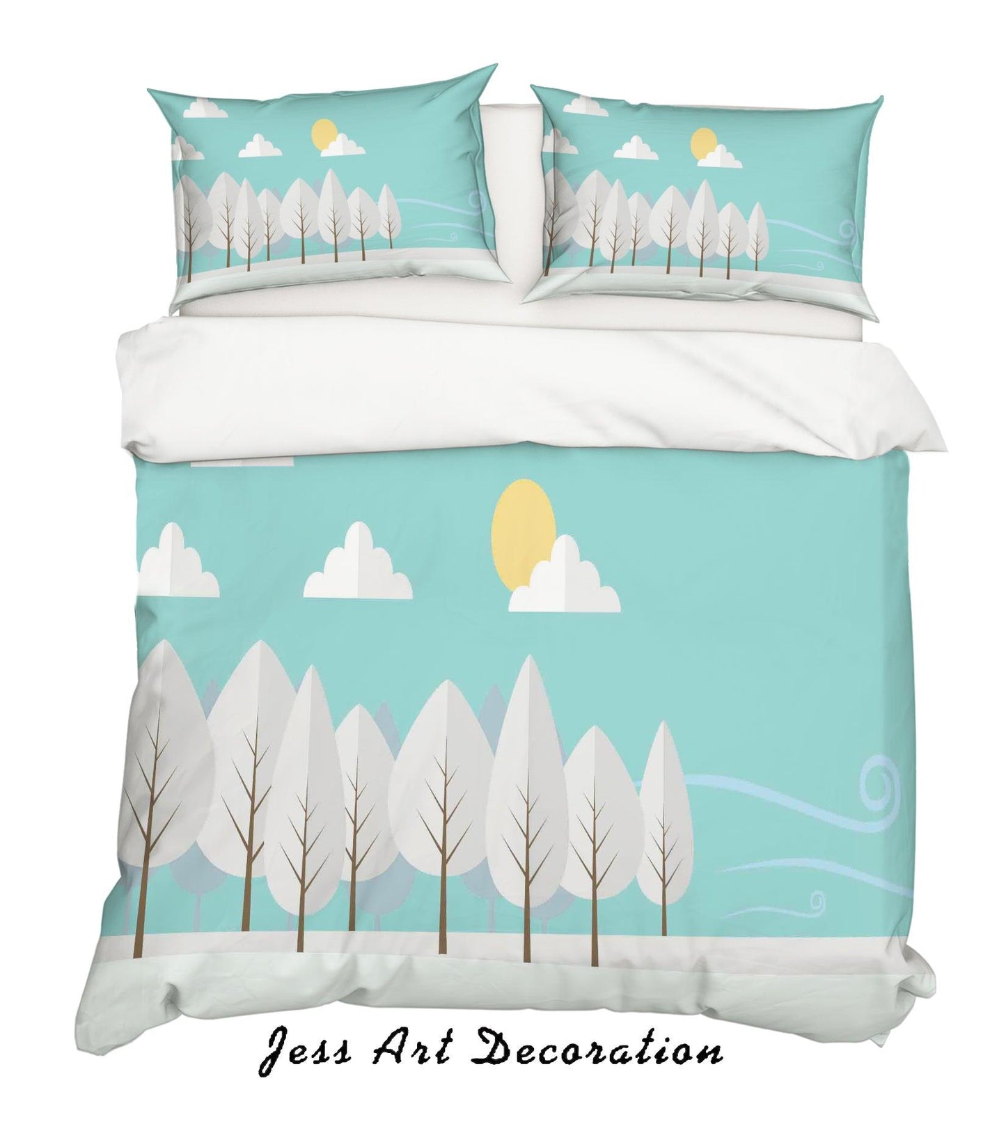 3D Cartoon Green Plants Quilt Cover Set Bedding Set Pillowcases 95