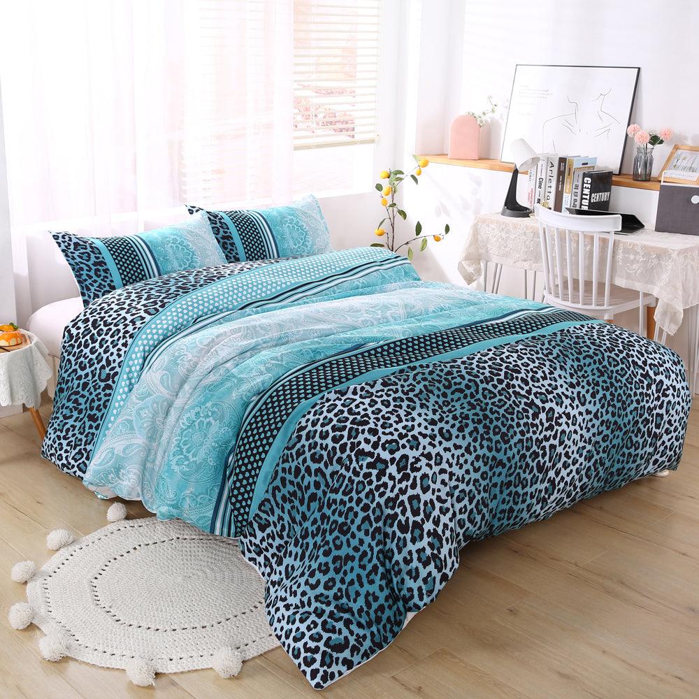 3D Blue Leopard Pattern Quilt Cover Set Bedding Set Duvet Cover Pillowcases 506