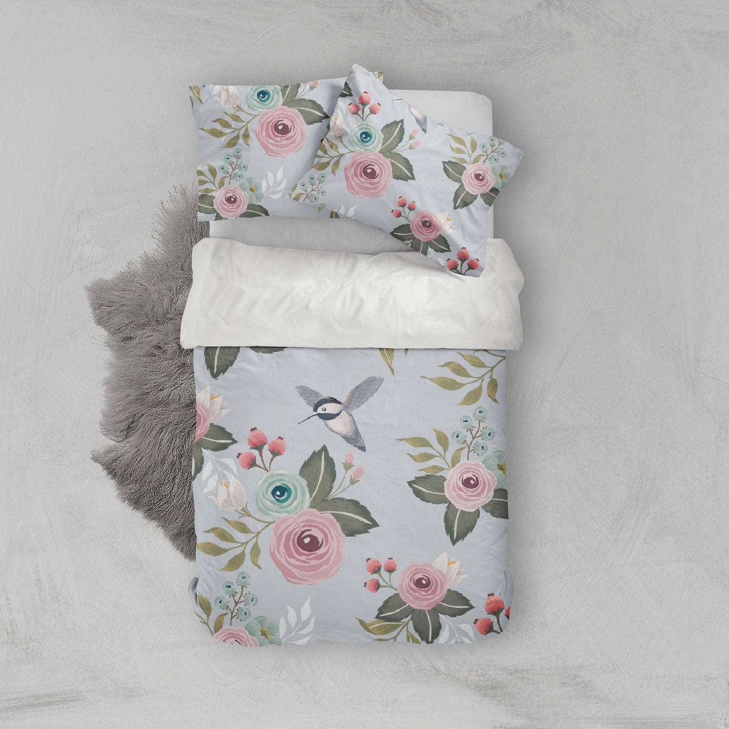 3D Blue Floral Bird Quilt Cover Set Bedding Set Pillowcases 145