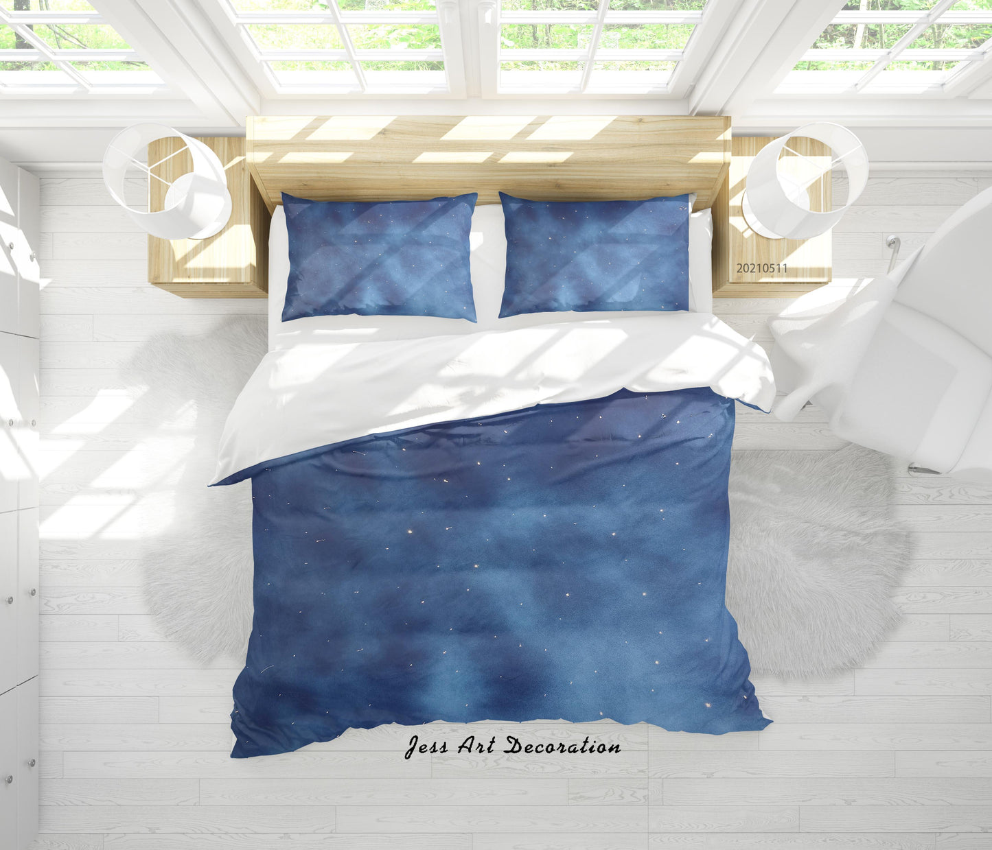 3D Blue Starry Sky Quilt Cover Set Bedding Set Duvet Cover Pillowcases 551