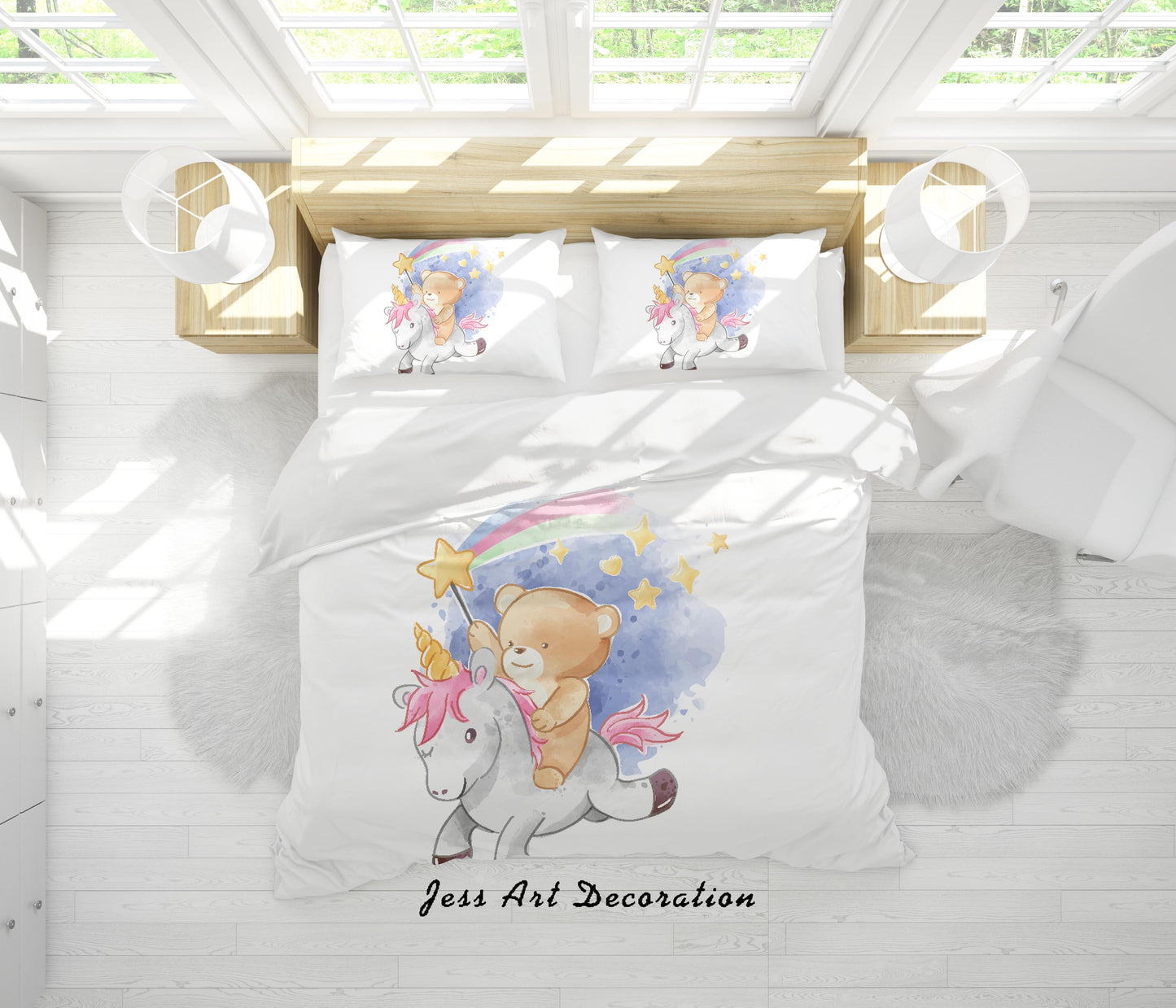 3D Bear Unicorn Quilt Cover Set Bedding Set Duvet Cover Pillowcases SF149