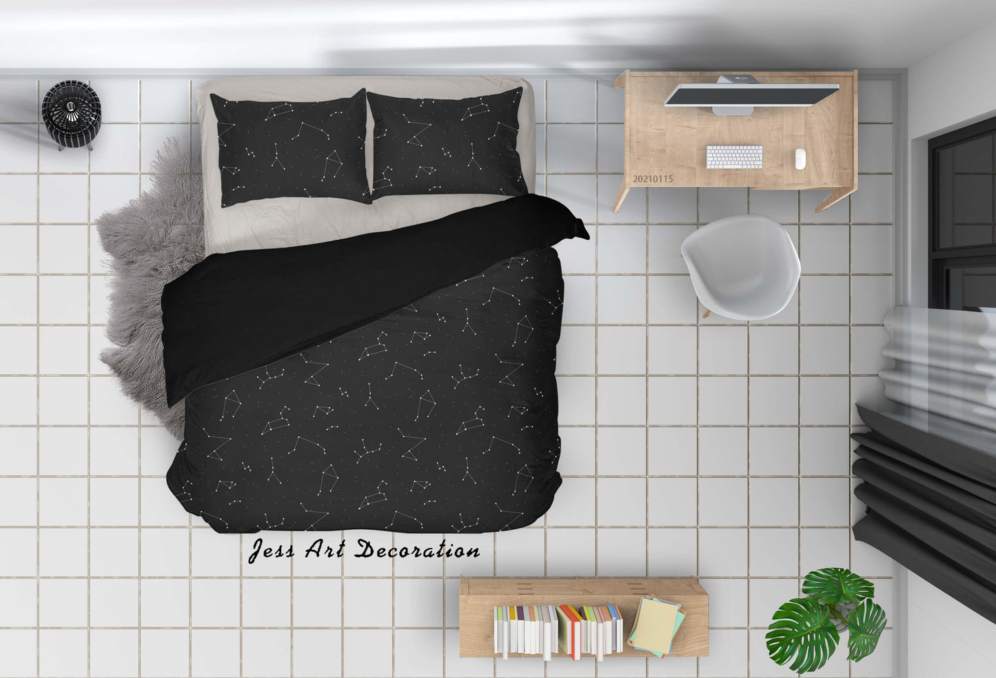 3D Black Night Sky Constellation Quilt Cover Set Bedding Set Duvet Cover Pillowcases 99