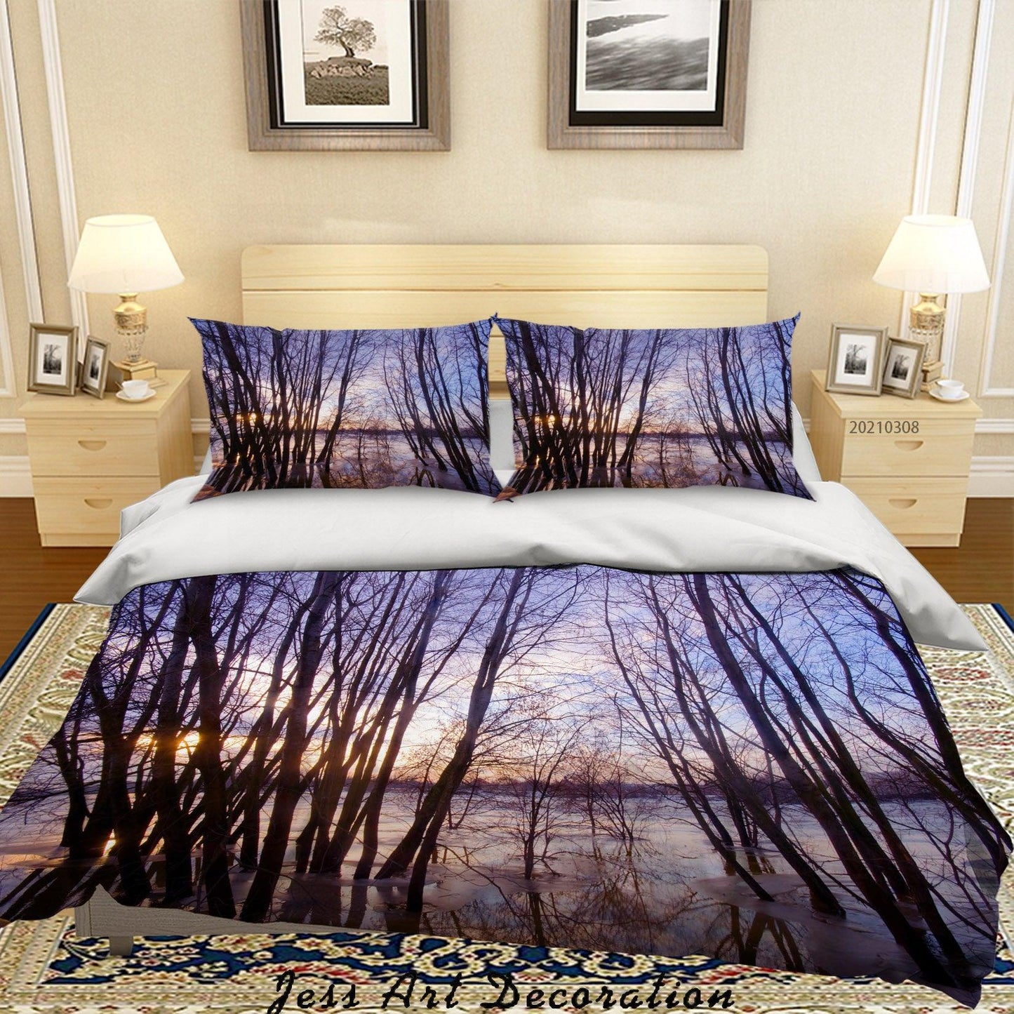 3D Autumn Forest Lake Landscape Quilt Cover Set Bedding Set Duvet Cover Pillowcases 272