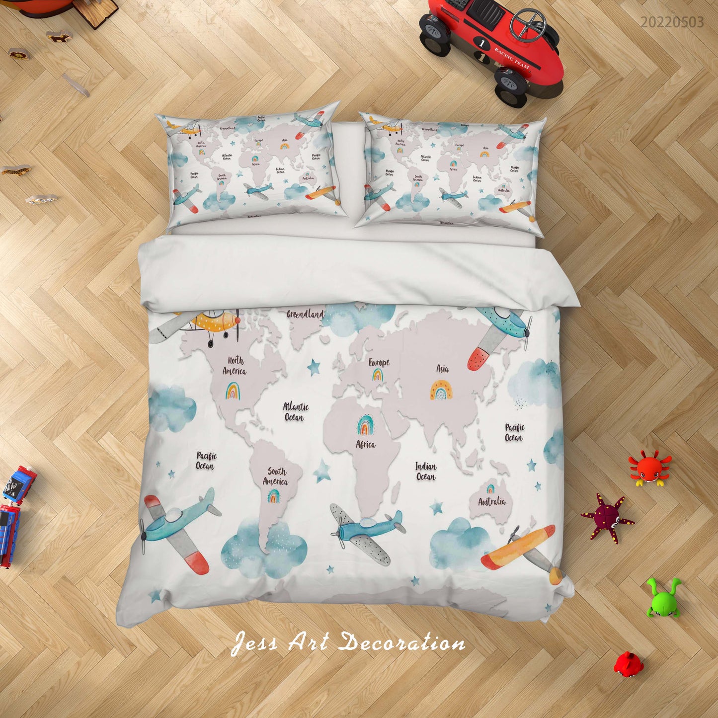 3D Aircraft Sky Star Quilt Cover Set Bedding Set Duvet Cover Pillowcase 619