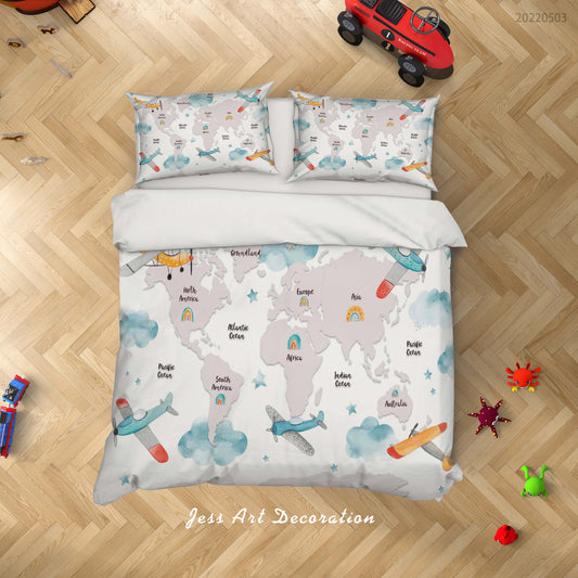 3D Aircraft Sky Star Quilt Cover Set Bedding Set Duvet Cover Pillowcase 619
