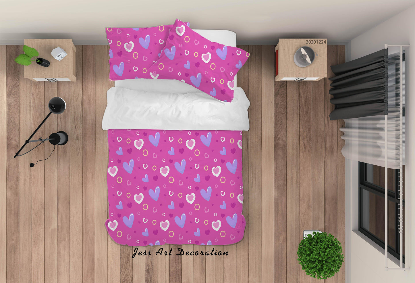 3D Cartoon Pink Love Quilt Cover Set Bedding Set Duvet Cover Pillowcases 42 LQH