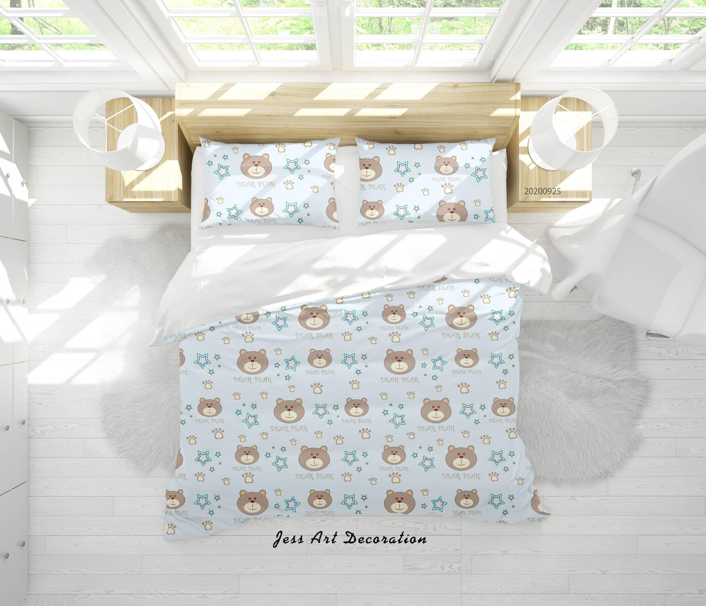 3D Cartoon Animal Bear Pattern Quilt Cover Set Bedding Set Duvet Cover Pillowcases WJ 6472