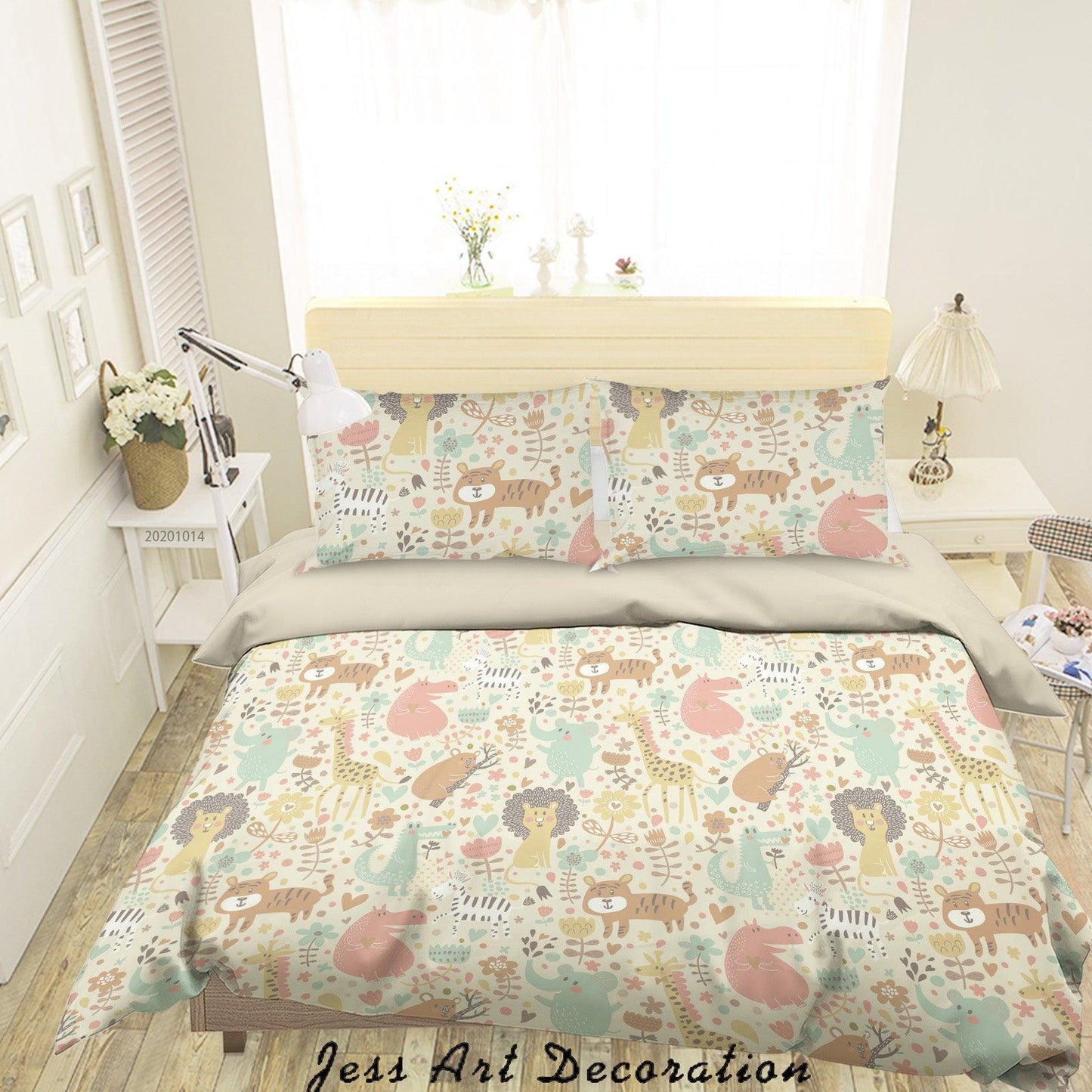 3D Cartoon Animal Leaves Lion Pattern Quilt Cover Set Bedding Set Duvet Cover Pillowcases WJ 9707