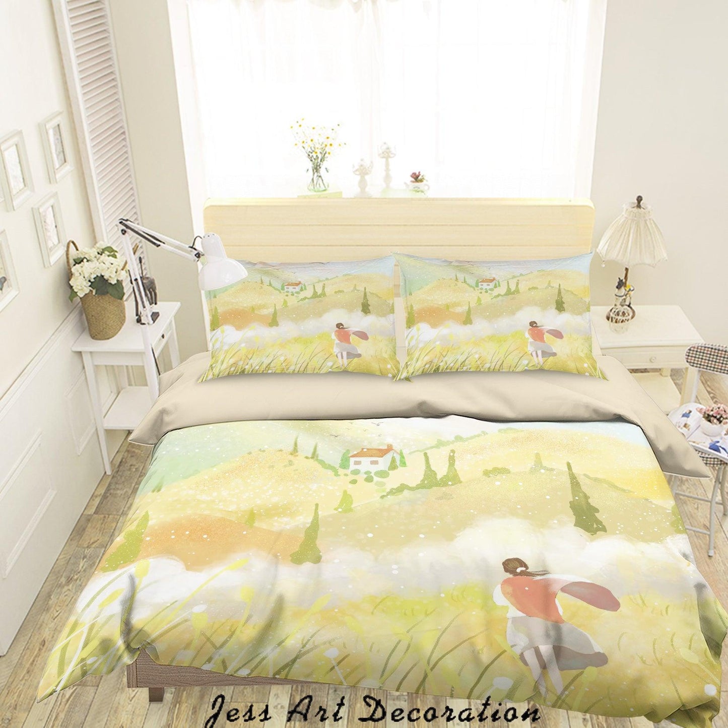 3D Cartoon Hill House Girl Quilt Cover Set Bedding Set Duvet Cover Pillowcases A578 LQH