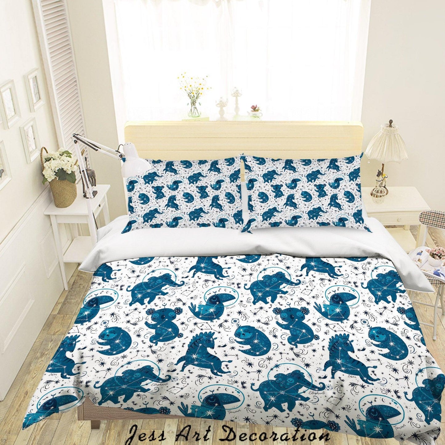 3D Blue Animal Star Space Quilt Cover Set Bedding Set Duvet Cover Pillowcases SF05