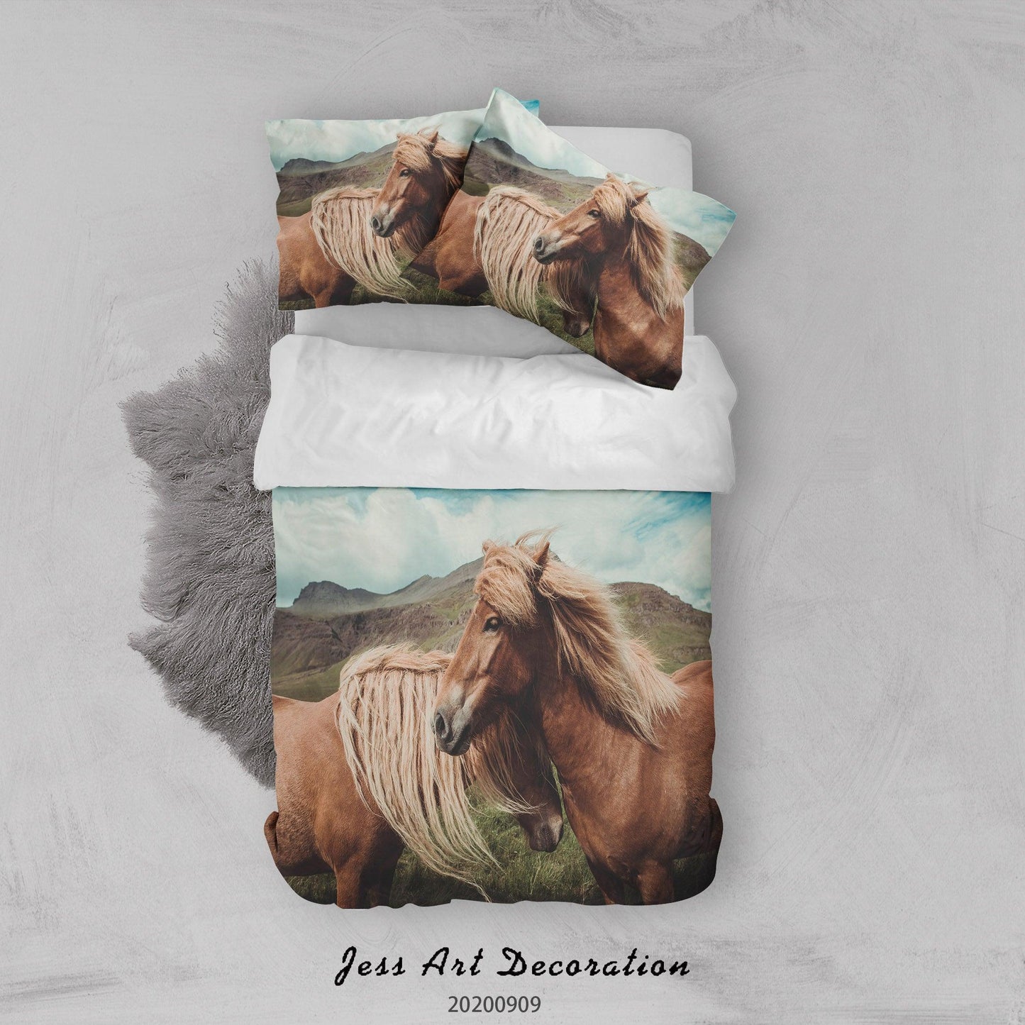 3D Animal Horse Quilt Cover Set Bedding Set Duvet Cover Pillowcases WJ 6013