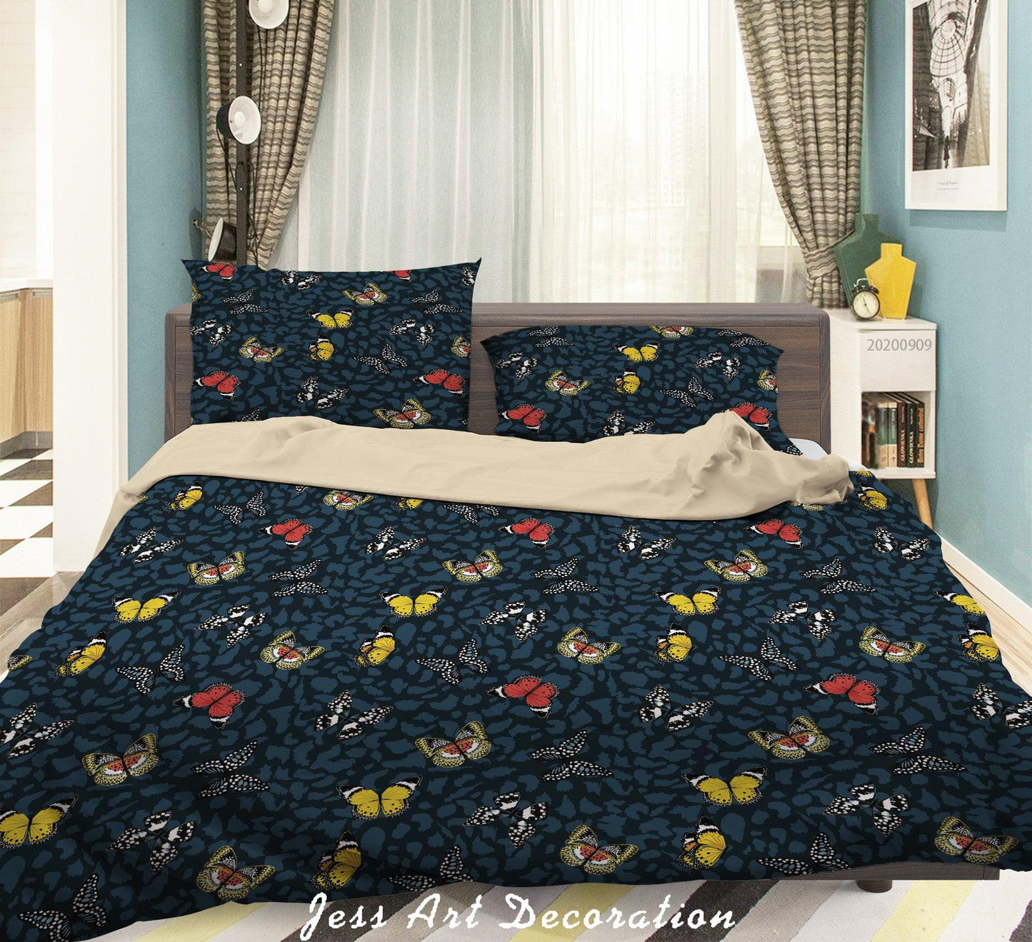 3D Butterflies Flying Pattern Quilt Cover Set Bedding Set Duvet Cover Pillowcases WJ 1916
