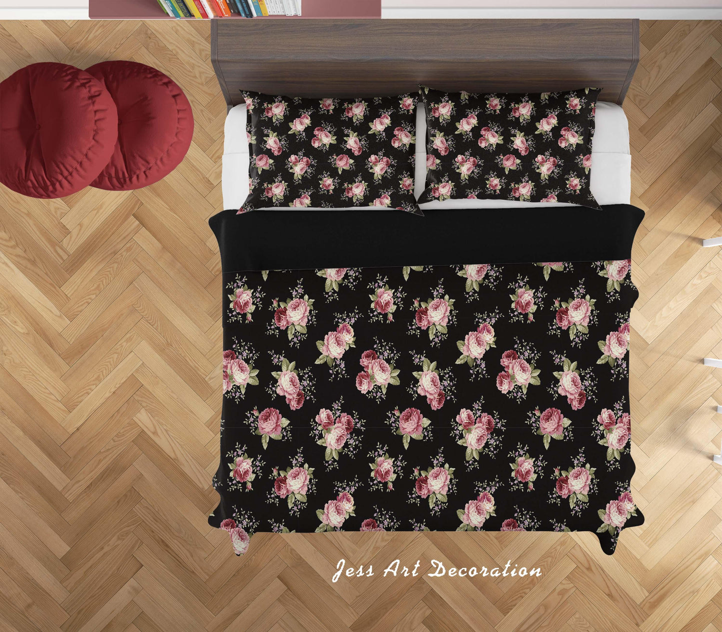3D Black Flowers Quilt Cover Set Bedding Set Duvet Cover Pillowcases SF138